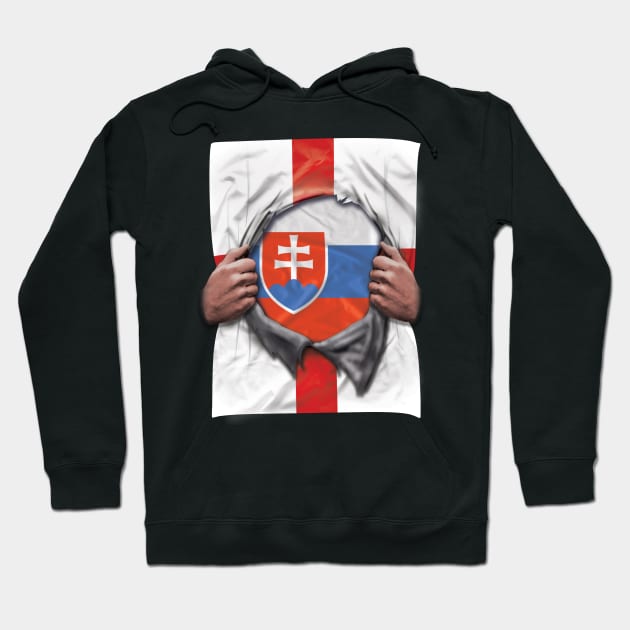 Slovakia Flag English Flag Ripped Open - Gift for Slovakian From Slovakia Hoodie by Country Flags